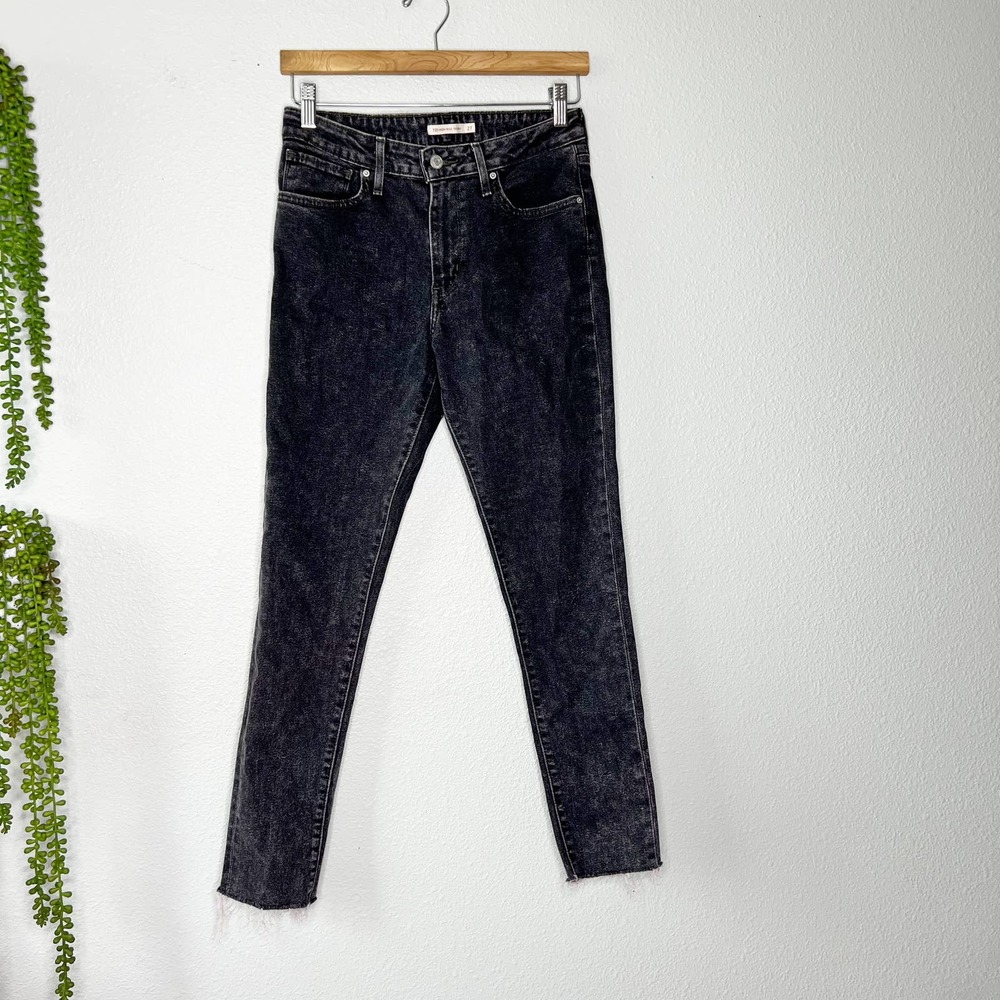 Levi's 711 High Rise Skinny Bass Line Black Denim Jeans Women's Size 27 x 30